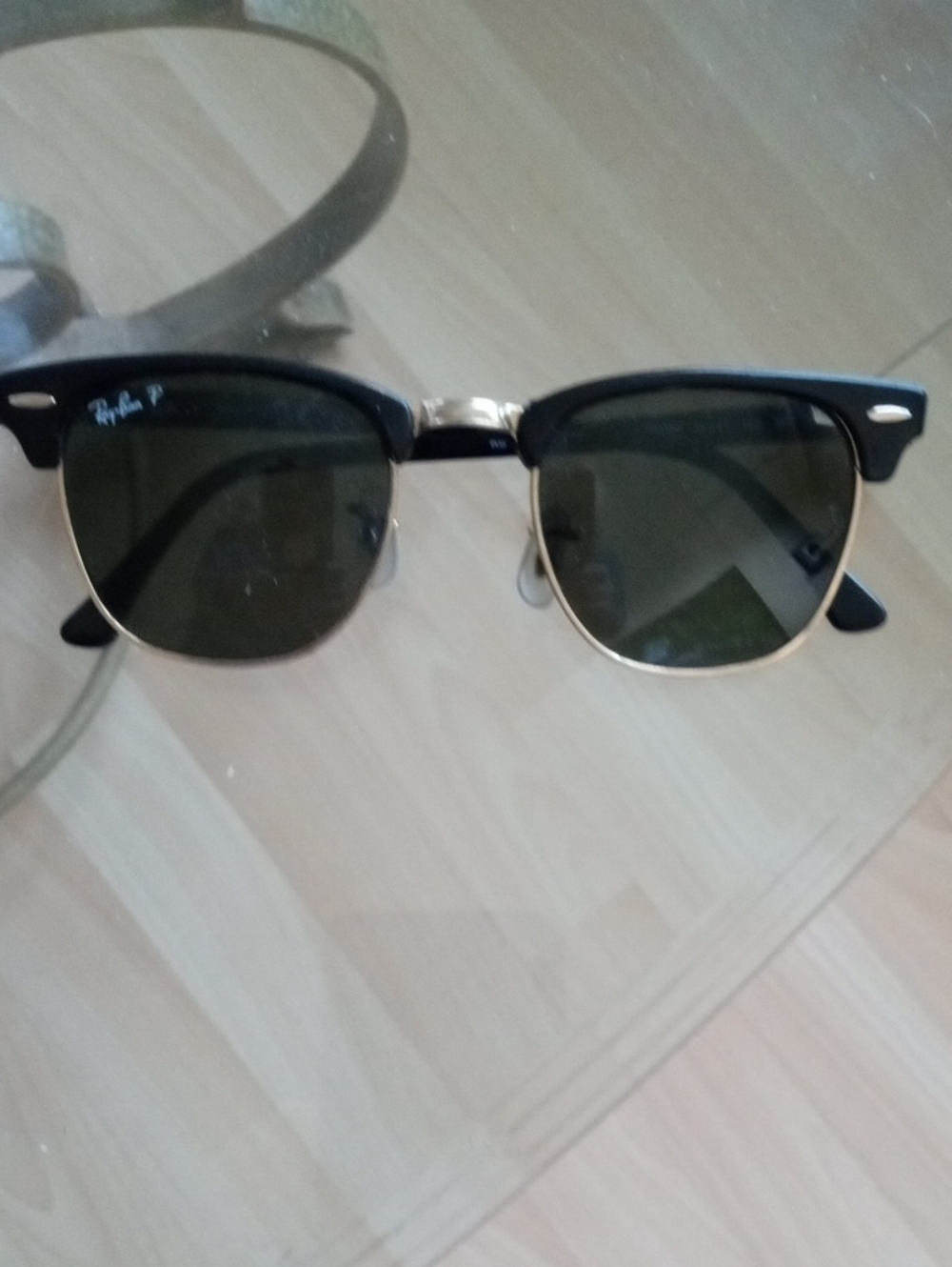 Ray-Ban Clubmaster Sunglasses in Black and Gold with Green Lenses